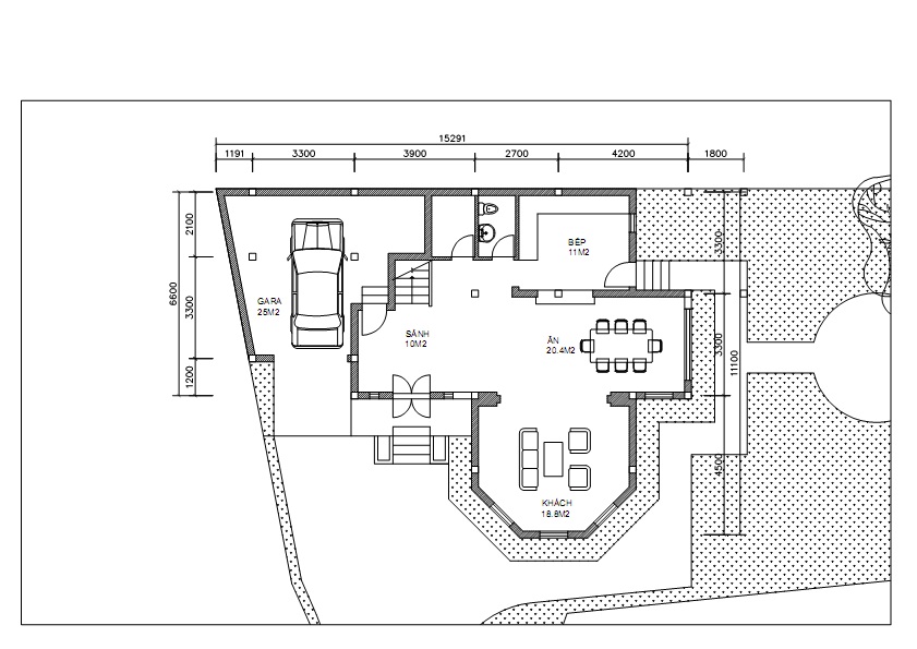 Biệt thự / nhà vườn ngoại ô 14x11 m - 3 tầng - 4 phòng ngủ